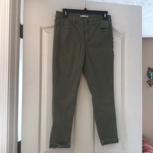 Olive green stretchy skinny jeans